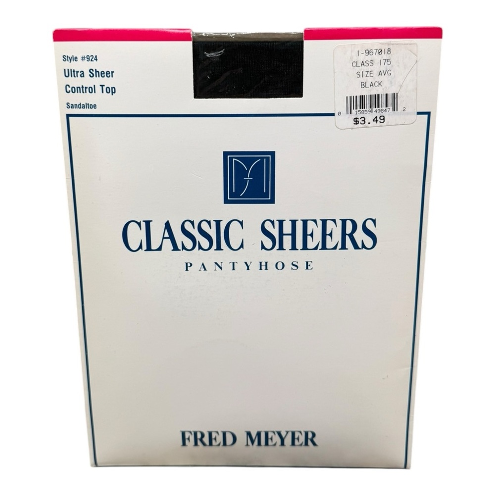 Vintage Fred Meyer Classic Sheers Pantyhose 100% Nylon Ultra Sheer Average Black